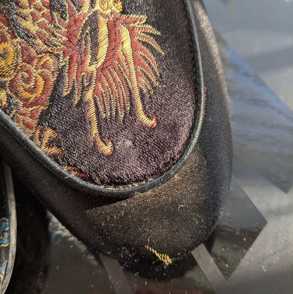 Gold Detail Patterned Embroidered Loafer Slipper Size 6 - Picture 8 of 9